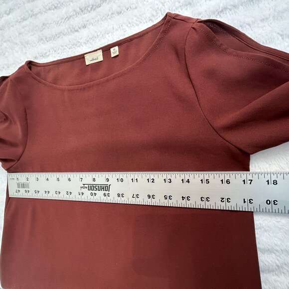 Aritzia Wilfred Womens Pozzi Open Tie Sleeve Blouse Size XS Burgundy Boat Neck - Picture 8 of 9